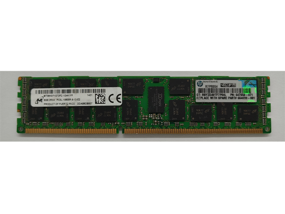 MT36KSF1G72PZ-1G4K1FF Micron 8GB PC3-10600 DDR3-1333MHz ECC Registered CL9 240-Pin DIMM 1.35V 