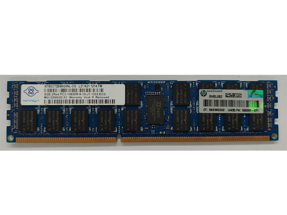 NT8GC72B4NG0NL-CG Nanya 8GB PC3-10600 DDR3-1333MHz ECC Registered w/Parity CL9 240-Pin DIMM Dual Rank Memory Module